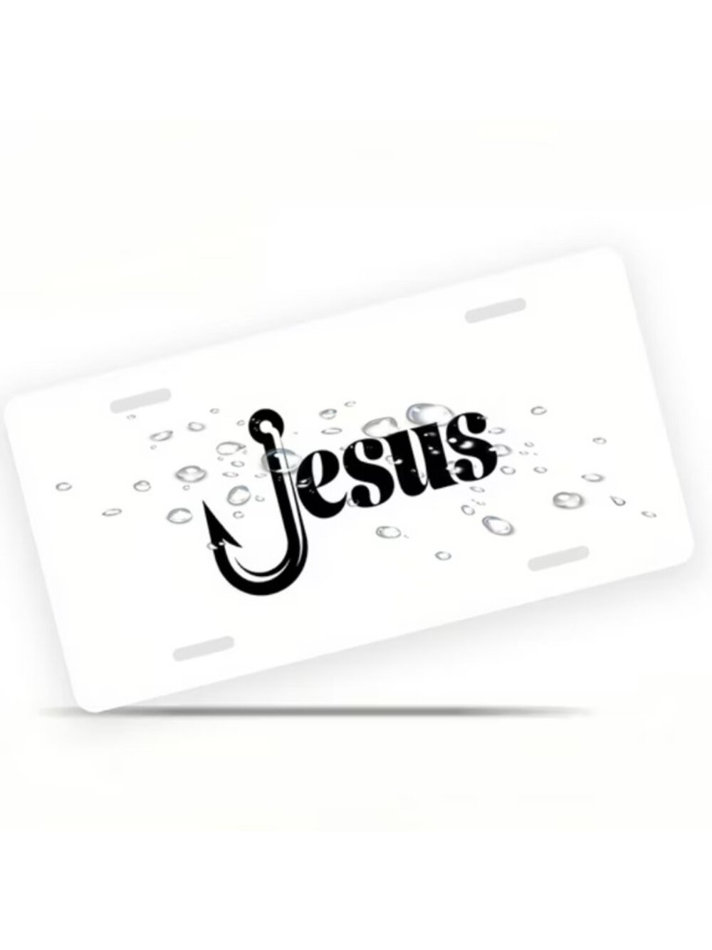 License Plate, Fishing Hook Jesus Symbol Decorative Front,Personalized Stainless